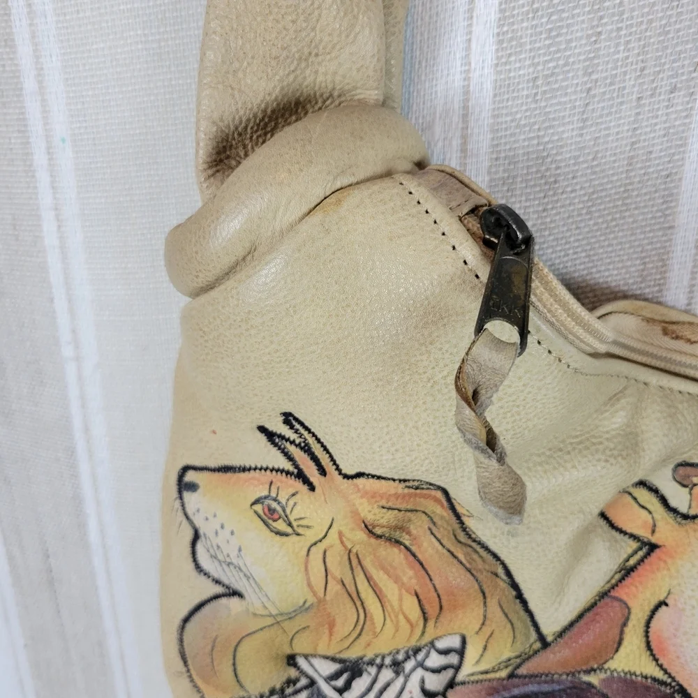 Leather Hand Paintes‎ Safari Animals Shoulder Bag And Matching Wallet